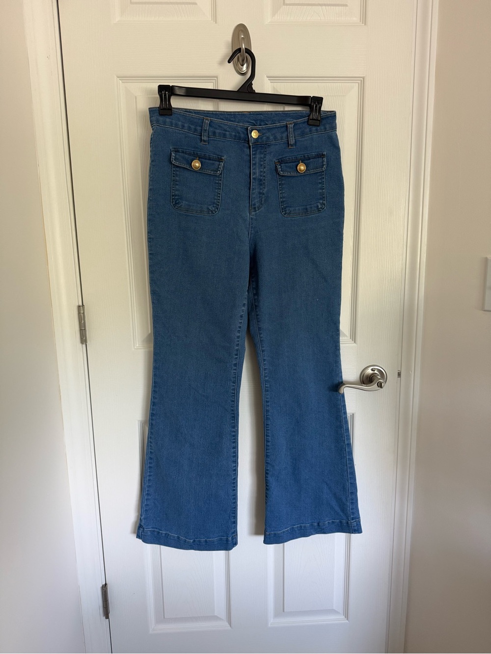 Women’s Jason Wu Wide Leg Hi-rise Jeans Light Blue Sailor Jean Gold Size 10